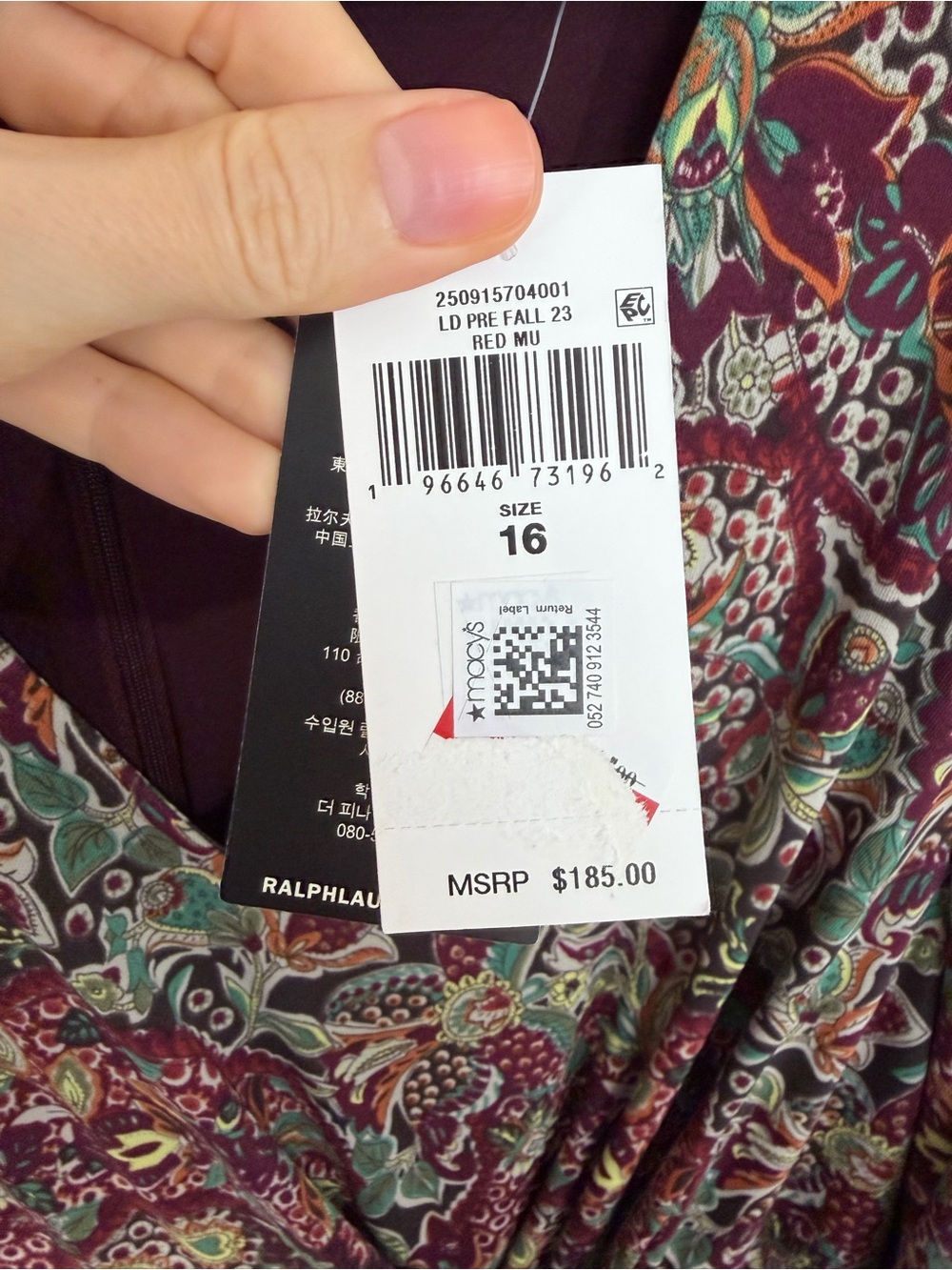 Lauren Ralph Lauren Floral Jersey Tie Front Midi Dress Wrap Style Size 16 - Picture 10 of 16